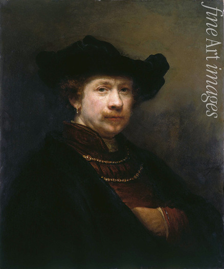 Rembrandt van Rhijn - Selbstbildnis mit der flachen Kappe