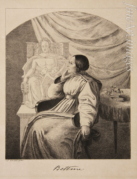 Grimm Ludwig Emil - Porträt von Schriftstellerin Bettine von Arnim (1785-1859), geb. Brentano 
