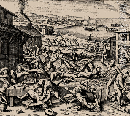 Merian Matthäus der Ältere - Das Jamestown-Massaker am 22. März 1622