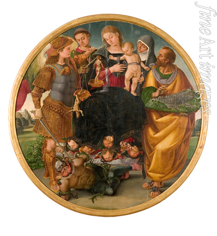Signorelli Luca - Madonna and Child between Saints (Tondo Signorelli)