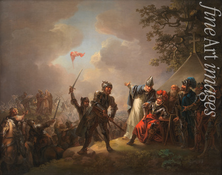 Lorentzen Christian August - The Legend of the Danish Flag. The Dannebrog falling from the sky during the Battle of Lyndanise