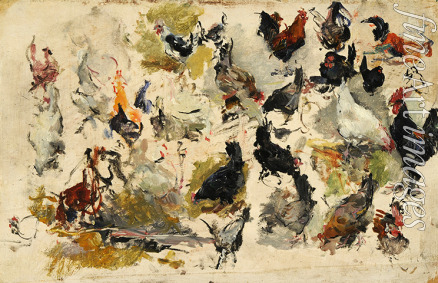 Fortuny Marsal Mariano - Roosters Study 