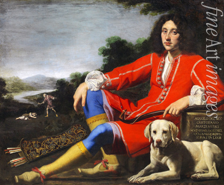 Lippi Lorenzo - Portrait of a gentleman with labrador