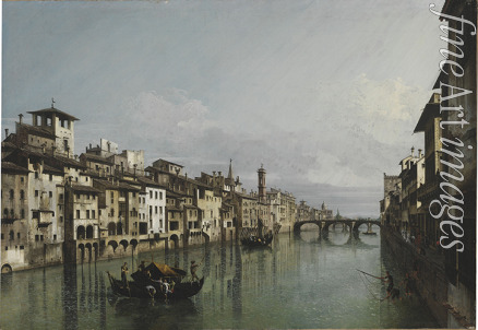 Bellotto Bernardo - The Arno between the Ponte Vecchio and Ponte Santa Trinità, Florence
