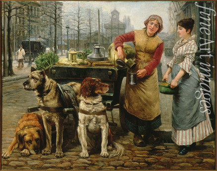 Verlat Charles - The Milkmaid with dog cart on the De Keyserlei in Antwerp 