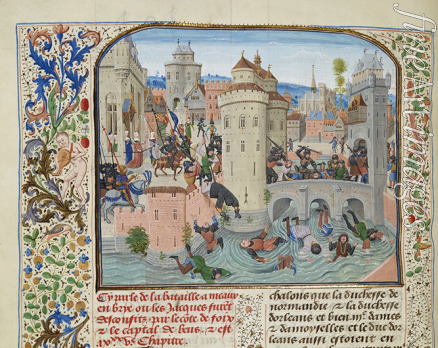 Liédet Loyset - Niederschlagung des Jacquerie-Aufstandes von 1358 (Miniatur aus Grandes Chroniques de France von Jean Froissart)