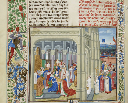 Liédet Loyset - Krönung König Karls V. von Frankreich am 19. Mai 1364 (Miniatur aus Grandes Chroniques de France von Jean Froissart)
