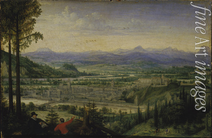 Valckenborch Lucas van - View of Linz with Artist Drawing in the Foreground