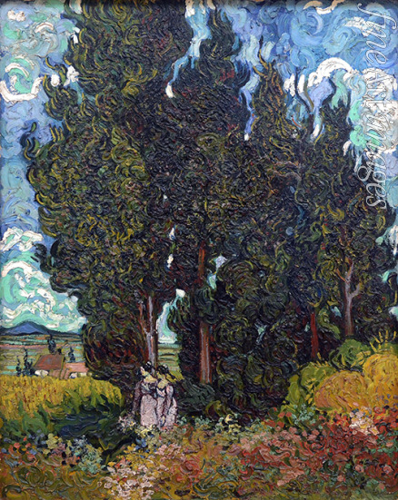 Gogh Vincent van - Cypresses with two figures 