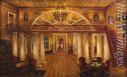 Williams Pyotr Vladimirovich - The Larin's house. Stage design for the opera Eugene Onegin by P. Tchaikovsky