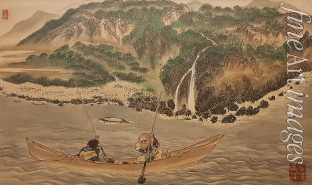 Hirasawa Byozan - Trompetenfischfang in Hiroo. Aus der Serie Die Ainu