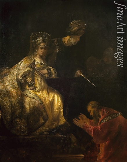 Rembrandt van Rhijn - Haman bittet Ester um Gnade