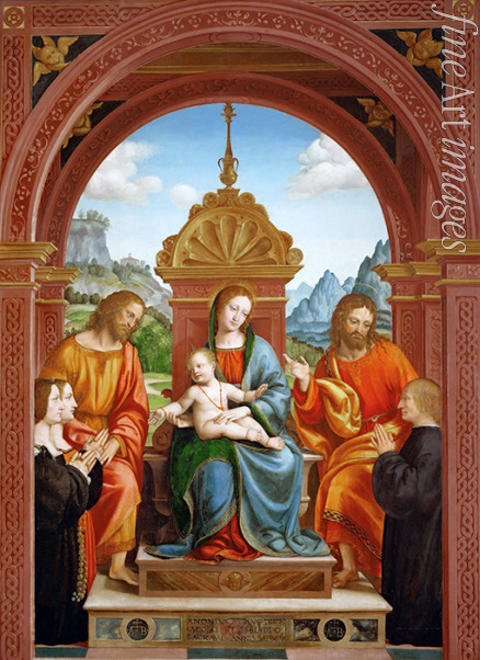 Zenale Bernardo - Madonna und Kind mit den Heiligen Jakob, Philippus und Familie von Antonio Busti