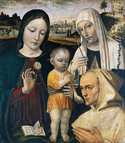 Bergognone Ambrogio - Madonna und Kind mit der Heiligen Katharina von Siena und Kartäusermönch