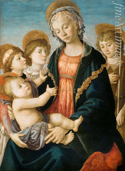 Botticelli Sandro - Madonna und Kind mit zwei Engeln und dem Johannesknaben 