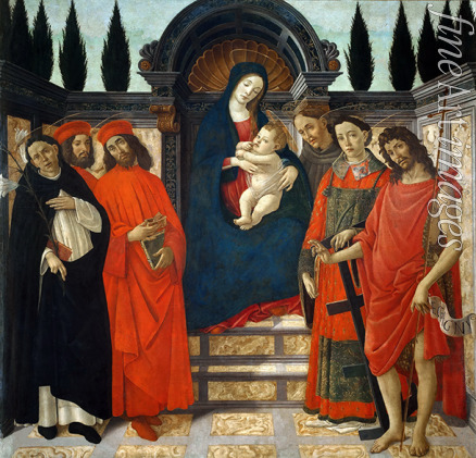 Botticelli Sandro - Madonna und Kind mit der Heiligen (Pala del Trebbio)
