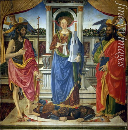Rosselli Cosimo di Lorenzo - Heilige Barbara mit heiligen Johannes dem Täufer und Matthäus