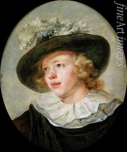 Fragonard Jean Honoré - Portrait of a young boy with a feathered hat