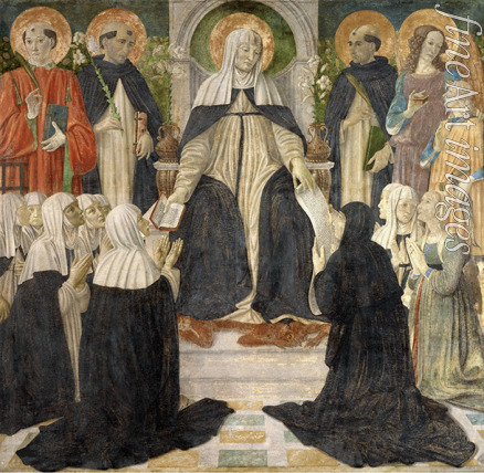 Rosselli Cosimo di Lorenzo - Saint Catherine of Siena as Spiritual Mother of the Second and Third Orders of Saint Dominic
