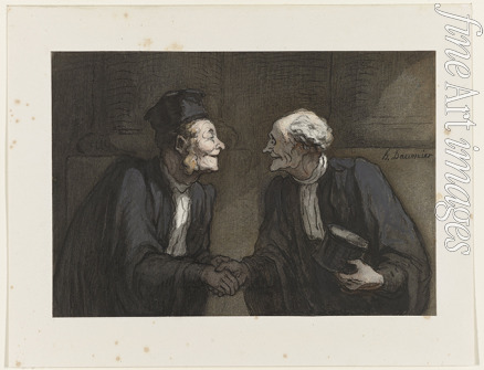 Daumier Honoré - Deux avocats: la poignée de main (Two lawyers: the handshake)