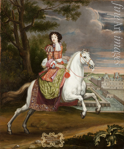 Parrocel Joseph - Equestrian portrait of Catherine de Neufville de Villeroy, comtesse d'Armagnac (1639-1707) 