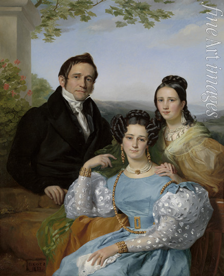 Navez François-Joseph - Portrait of Théodore Joseph Jonet and his two daughters
