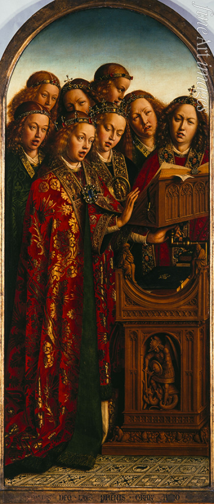 Eyck Hubert (Huybrecht) van - The Ghent Altarpiece. Adoration of the Mystic Lamb: Singing angels