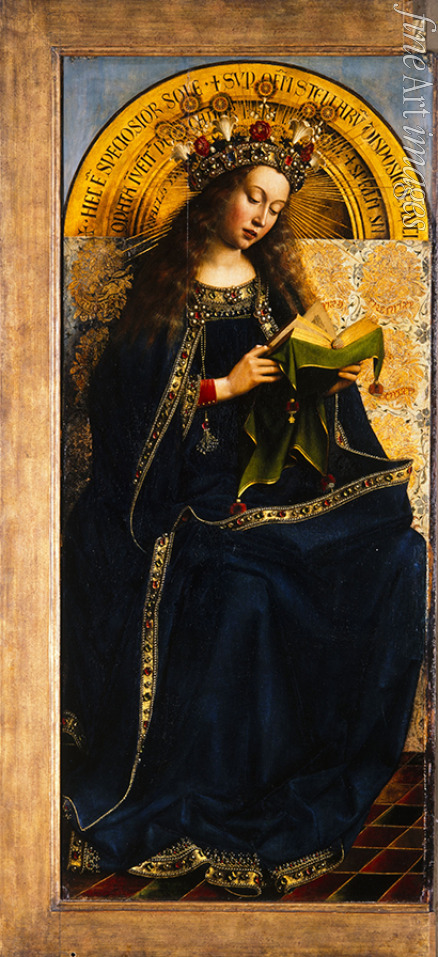 Eyck Hubert (Huybrecht) van - The Ghent Altarpiece. Adoration of the Mystic Lamb: Virgin Mary Enthroned