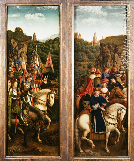 Eyck Hubert (Huybrecht) van - Der Genter Altar. Anbetung des Gotteslammes: Die Gerechten Richter und die Streiter Christi