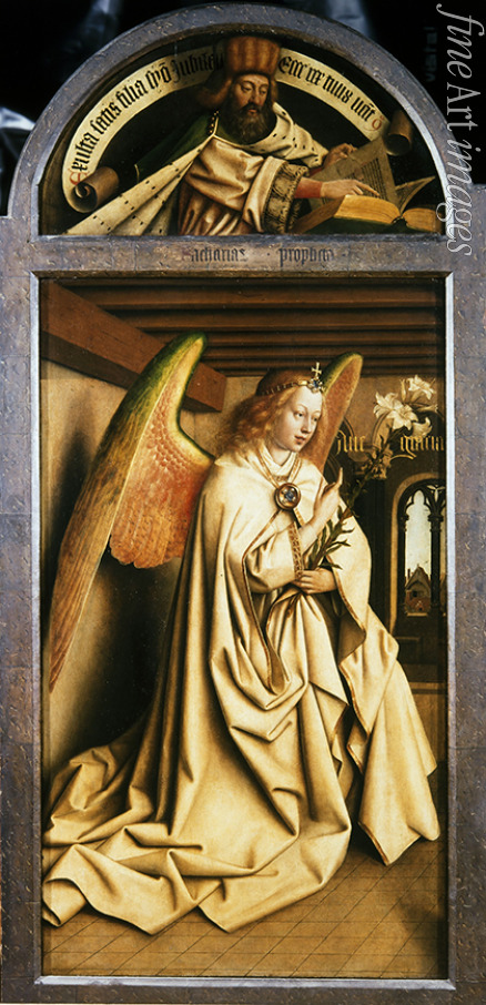Eyck Hubert (Huybrecht) van - Der Genter Altar. Anbetung des Gotteslammes: Der Erzengel Gabriel