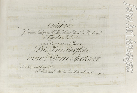 Mozart Wolfgang Amadeus - Erstausgabe der Zauberflöte von W.A. Mozart, herausgegeben von Artaria