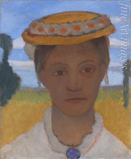 Modersohn-Becker Paula - Artist's Sister Herma with a wreath of daisies on her hat