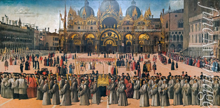 Bellini Gentile - Prozessionszug auf dem Markusplatz in Venedig