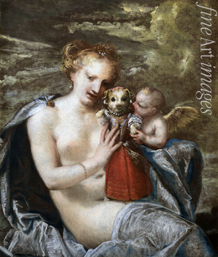 Liberi Pietro - Venus, Cupid and little dog dressed as a child