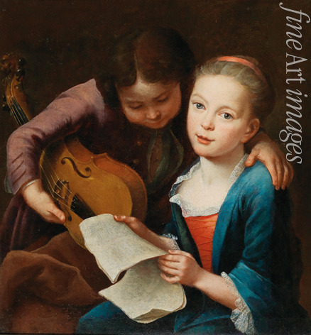 Eichler Gottfried the Elder - Couple of children playing music