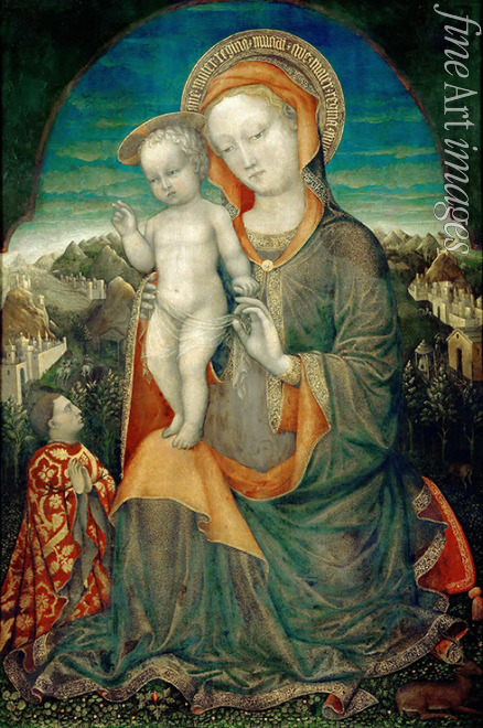 Bellini Jacopo - The Madonna of Humility Adored by Lionello d'Este