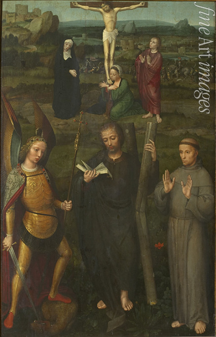 Isenbrant Adriaen - Kreuzigung mit Heiligen Michael dem Erzengel, Andreas und Franz von Assisi