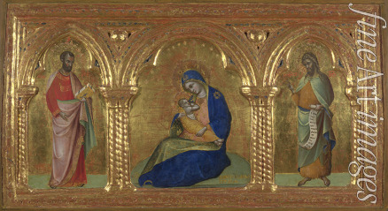 Veneziano Lorenzo - Die Madonna der Demut mit Heiligen Markus und Johannes