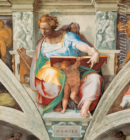 Buonarroti Michelangelo - Propheten und Sibyllen: Daniel (Deckenfresko in der Sixtinischen Kapelle)