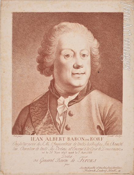 Bradt Frederik Ludvig - Porträt von Baron Johann Albrecht von Korff (1697-1766) 