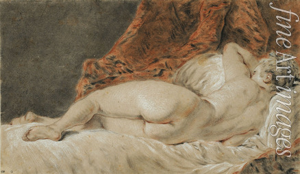 Boucher François - Femme allongée vue de dos, dit le Sommeil