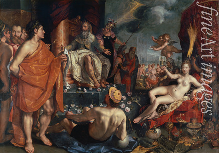 Goltzius Hendrick - Hermes präsentiert Pandora dem König Epimetheus