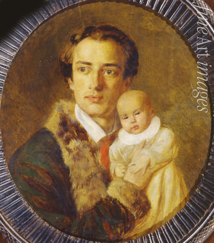 Vitberg Alexander Lavrentievich - Portrait of the author Alexander Herzen (1812-1870) with the son