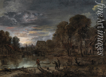Neer Aert van der - A nocturnal landscape with fishermen