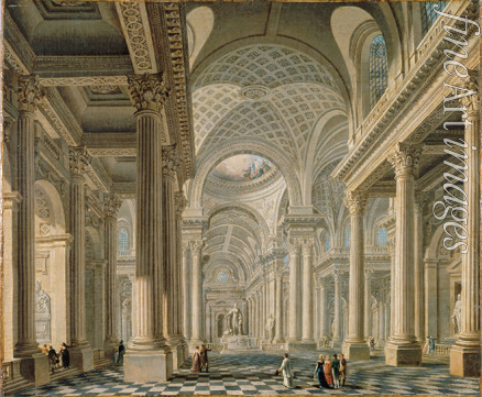Demachy Pierre-Antoine - Interior of the L'église de la Madeleine after the design of the architect Pierre Contant d'Ivry