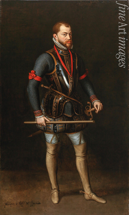 Anonymous - Portrait of Philip II (1527-1598), King of Spain, in armor and with the Order of the Golden Fleece