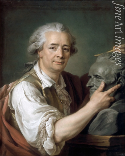 Labille-Guiard Adélaïde - Augustin Pajou (1730-1809) sculping a bust of his teacher Lemoyne the Younger