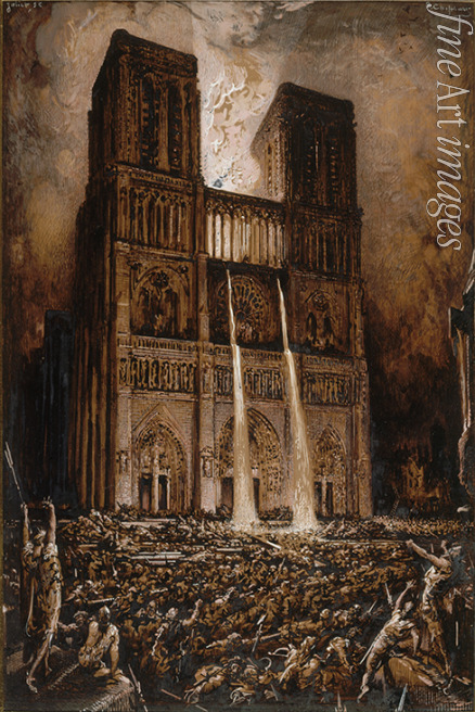 Chifflart François - Attack on Notre-Dame. The Hunchback of Notre-Dame by Victor Hugo