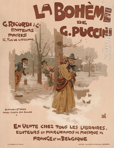 Hohenstein Adolfo - Plakat zur Oper La Bohème von Giacomo Puccini