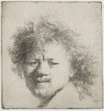 Rembrandt van Rhijn - Self-portrait with long bushy hair: head only